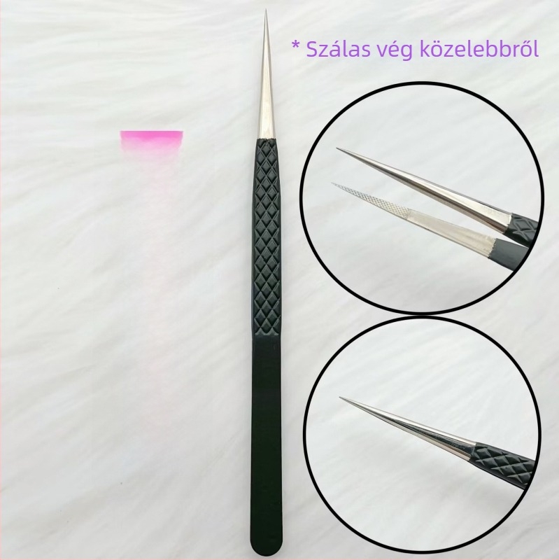 Rozsdamentes acél fiberfejű precíziós csipesz szemöldök és szempillákhoz