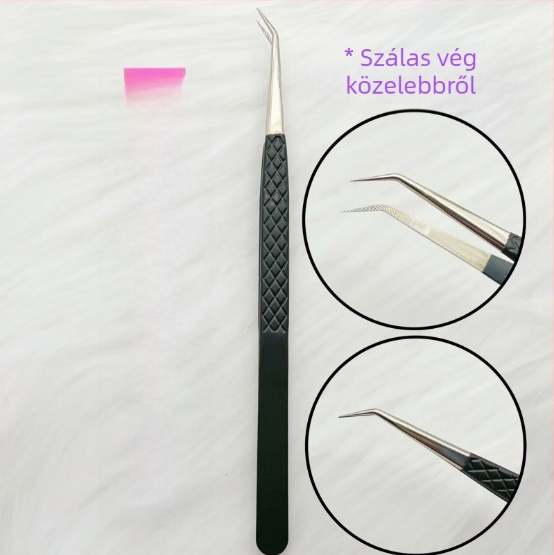 Rozsdamentes acél fiberfejű precíziós csipesz szemöldök és szempillákhoz