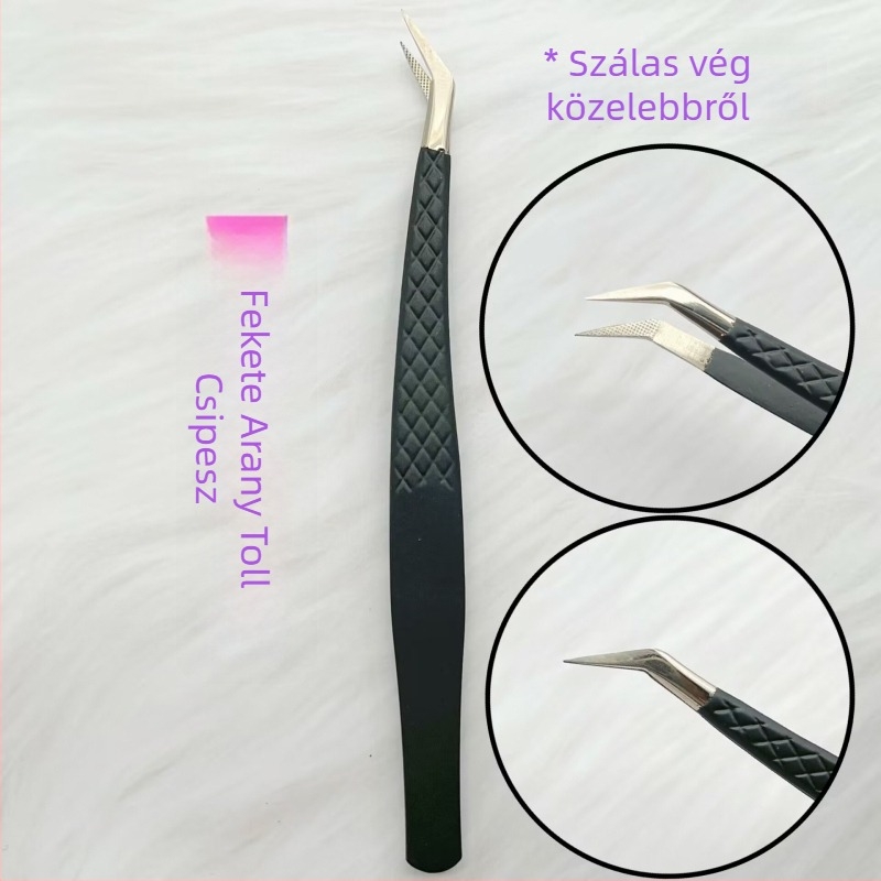 Rozsdamentes acél fiberfejű precíziós csipesz szemöldök és szempillákhoz