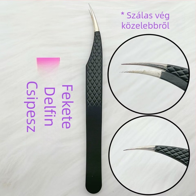 Rozsdamentes acél fiberfejű precíziós csipesz szemöldök és szempillákhoz