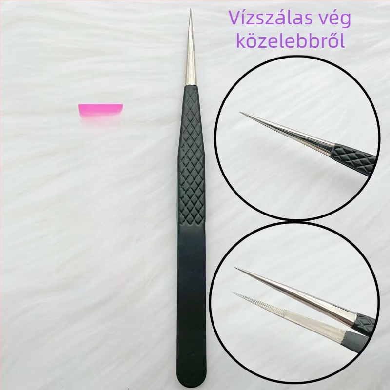 Rozsdamentes acél fiberfejű precíziós csipesz szemöldök és szempillákhoz