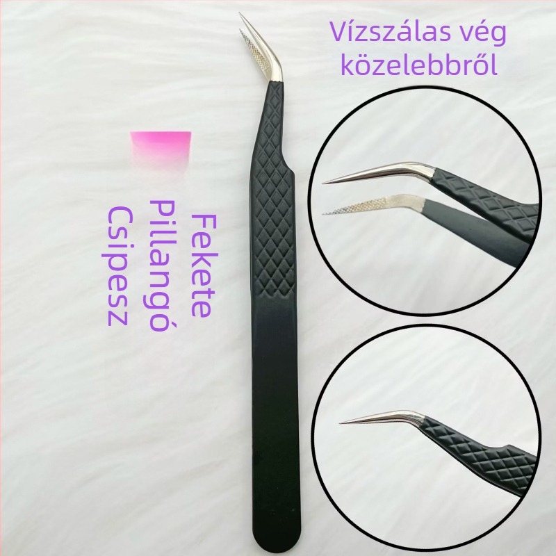 Rozsdamentes acél fiberfejű precíziós csipesz szemöldök és szempillákhoz