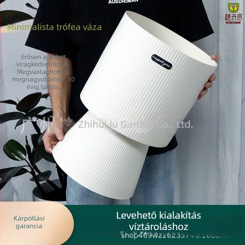 Beltéri magas lábú műanyag virágtartó - prémium, könnyen karbantartható, légáteresztő, víztakarékos, tartós, római stílusú, Cymbidium, Phalaenopsis és pénzfa számára.