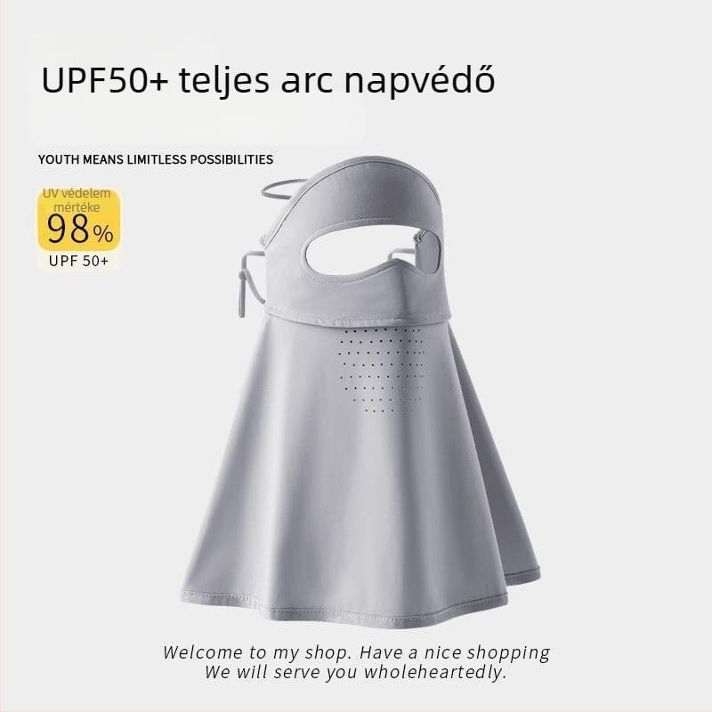 Teljes arcú napsvédő maszk kültéri kerékpározáshoz – légáteresztő ice silk maszk nyakvédővel, uniszex