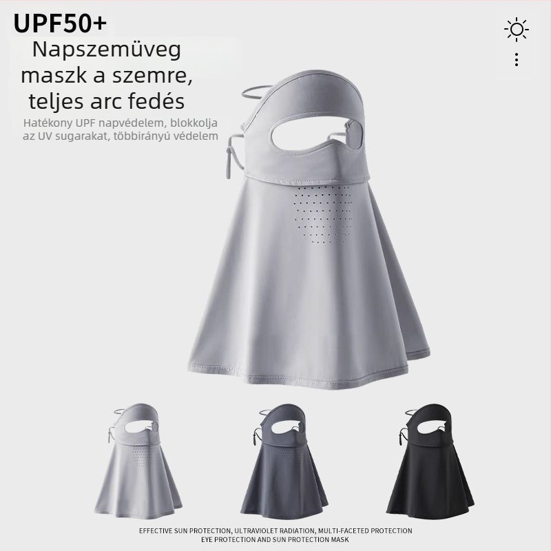 Teljes arcú napsvédő maszk kültéri kerékpározáshoz – légáteresztő ice silk maszk nyakvédővel, uniszex