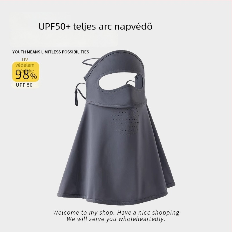 Teljes arcú napsvédő maszk kültéri kerékpározáshoz – légáteresztő ice silk maszk nyakvédővel, uniszex