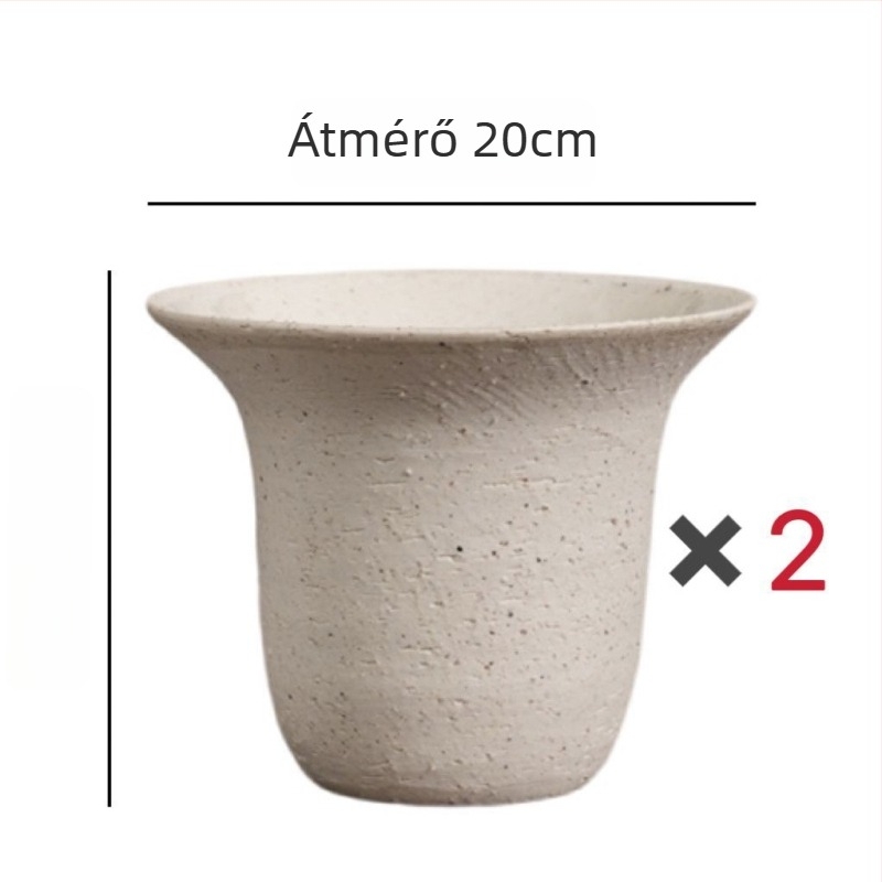 Minimalista, sokoldalú klasszikus kerámiavirágcserép széles nyílású, tollsapka formájú dizájnnal, sötétszürke és fehér színben, beltéri használatra.