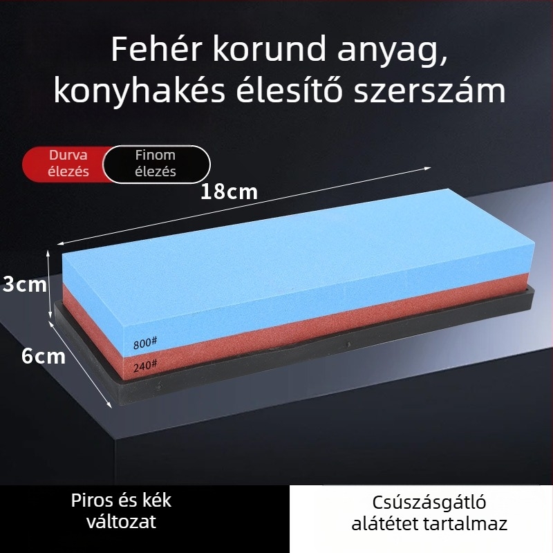 7 hüvelykes kétoldalas köszörűkő fehér korundból, konyhai és háztartási használatra