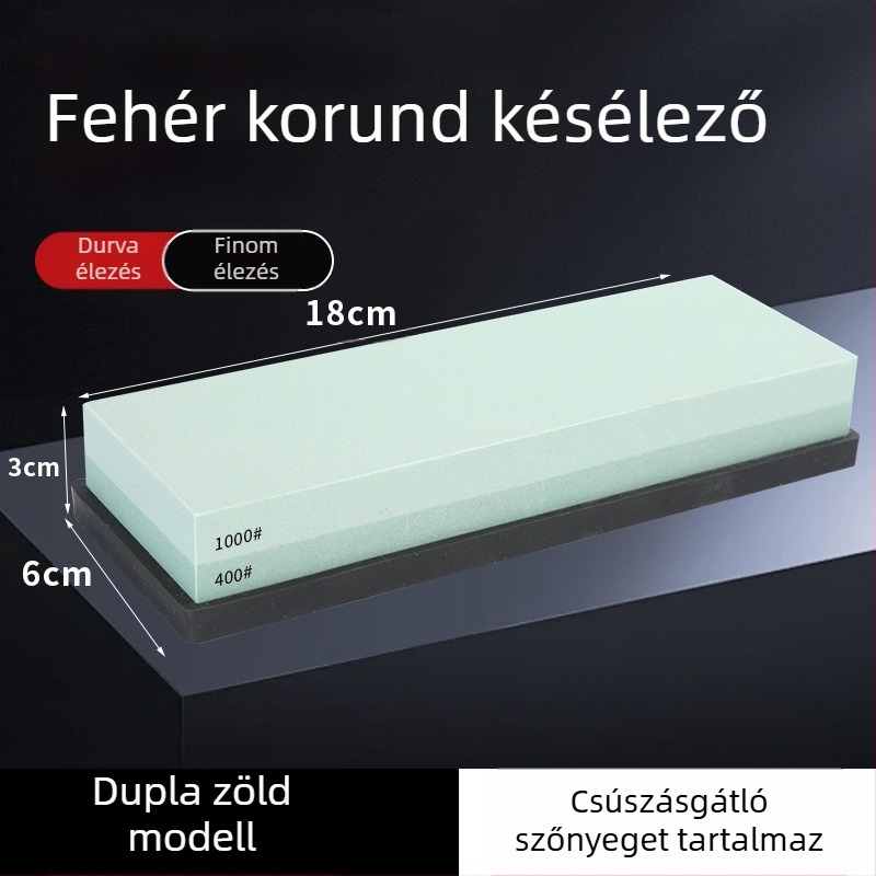 7 hüvelykes kétoldalas köszörűkő fehér korundból, konyhai és háztartási használatra