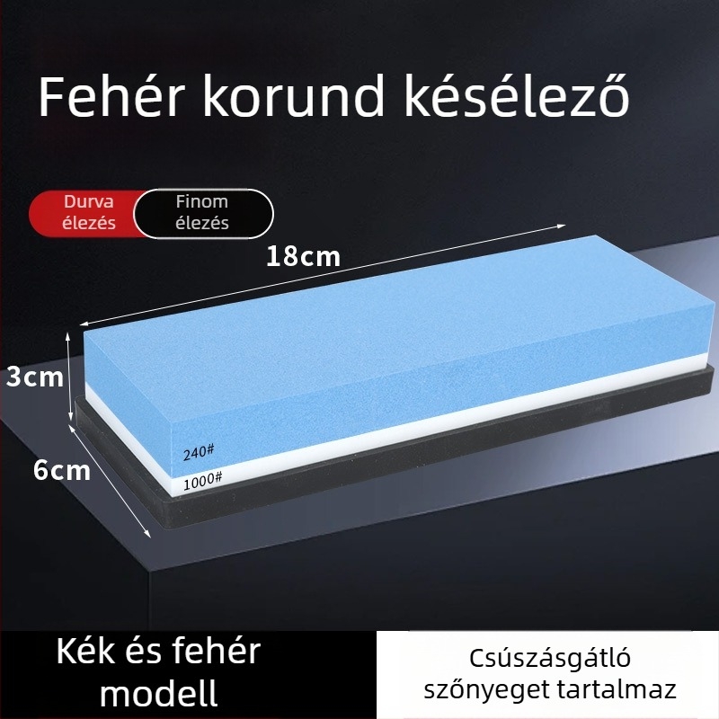 7 hüvelykes kétoldalas köszörűkő fehér korundból, konyhai és háztartási használatra