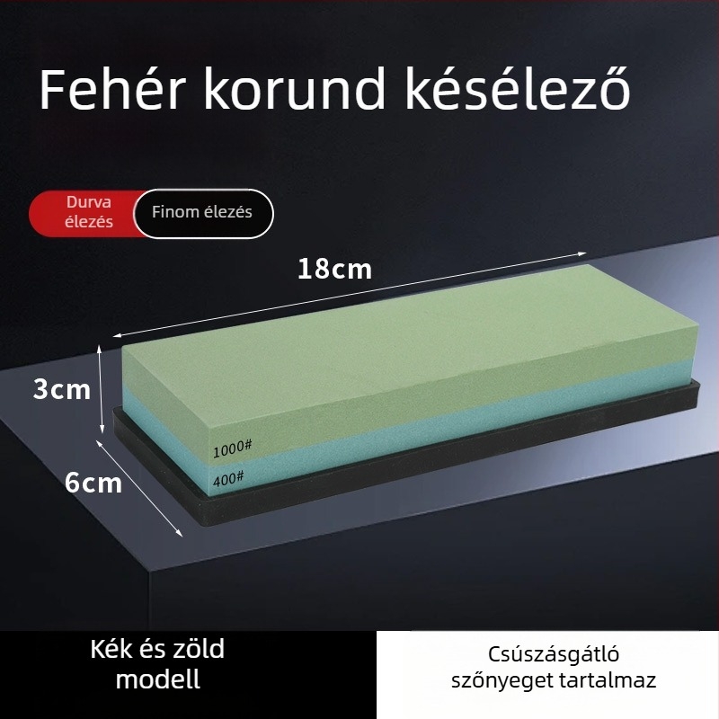 7 hüvelykes kétoldalas köszörűkő fehér korundból, konyhai és háztartási használatra
