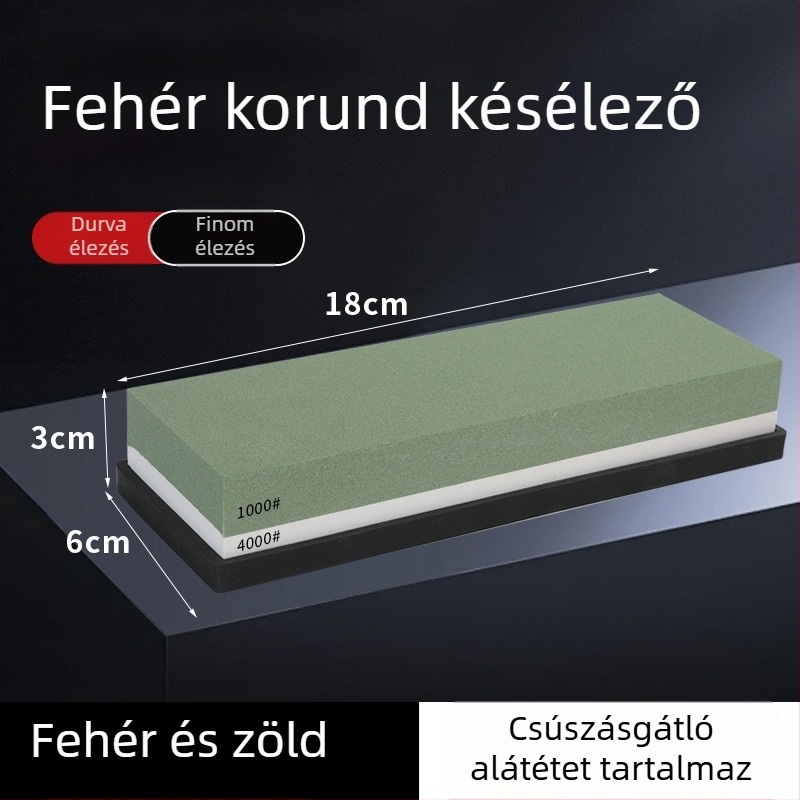 7 hüvelykes kétoldalas köszörűkő fehér korundból, konyhai és háztartási használatra
