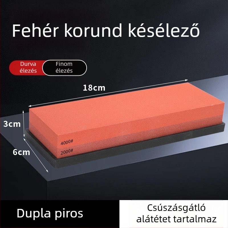 7 hüvelykes kétoldalas köszörűkő fehér korundból, konyhai és háztartási használatra
