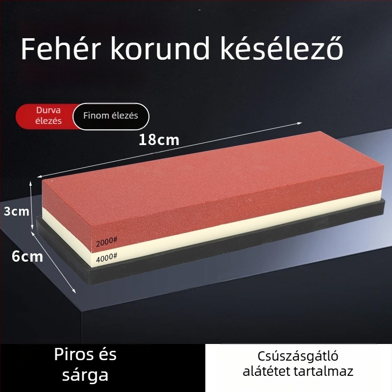 7 hüvelykes kétoldalas köszörűkő fehér korundból, konyhai és háztartási használatra