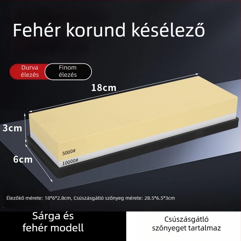 7 hüvelykes kétoldalas köszörűkő fehér korundból, konyhai és háztartási használatra