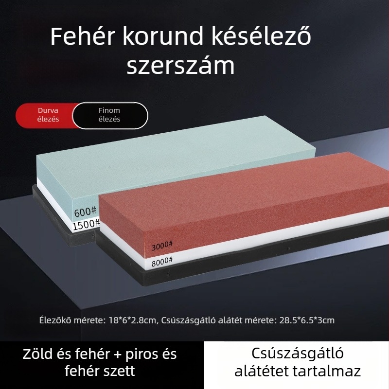 7 hüvelykes kétoldalas köszörűkő fehér korundból, konyhai és háztartási használatra