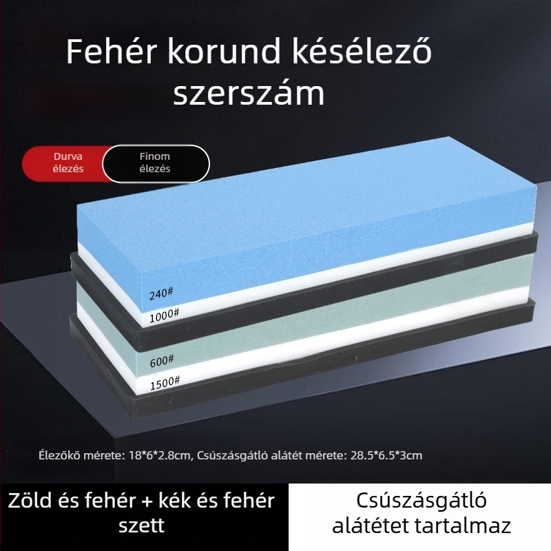 7 hüvelykes kétoldalas köszörűkő fehér korundból, konyhai és háztartási használatra