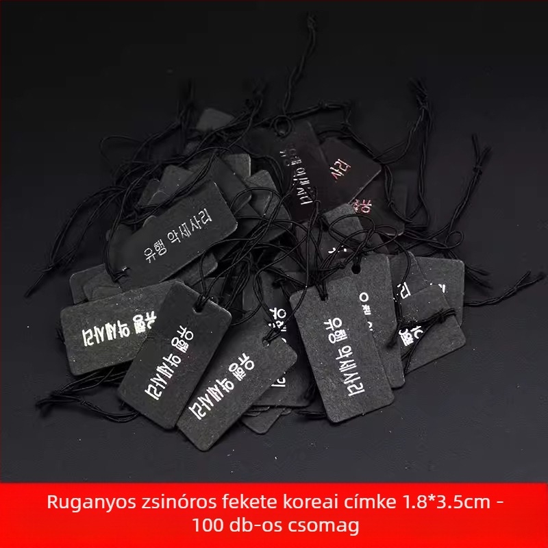 Nagy méretű elasztikus zsinór, üres akasztós címke 3×4,5 cm utazótáskákhoz, ruházathoz és lámpákhoz – árjelző címke