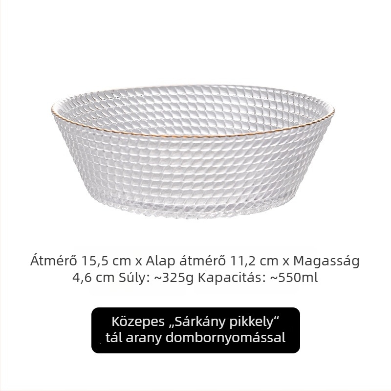 Skandináv stílusú üvegtál snackekhez és drakón pikkely mintázattal, modern, átlátszó