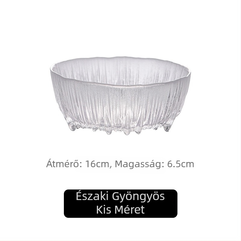 Skandináv stílusú üvegtál snackekhez és drakón pikkely mintázattal, modern, átlátszó