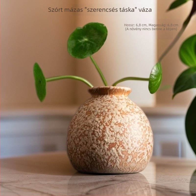 Kerámia váza, stoneware típusú, széles nyakkal, kínai zen stílusú retro asztali dekorációhoz hidroponikus virágkölteményekhez