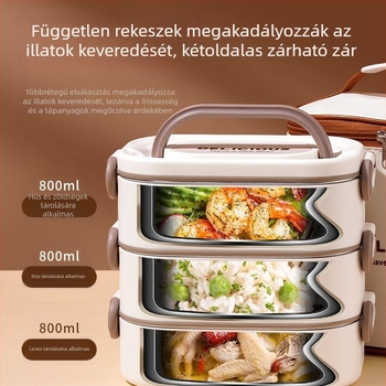 Többszintes szigetelt ebédes doboz irodai dolgozók számára, mikrózható, nagy kapacitású, rizsrekesz