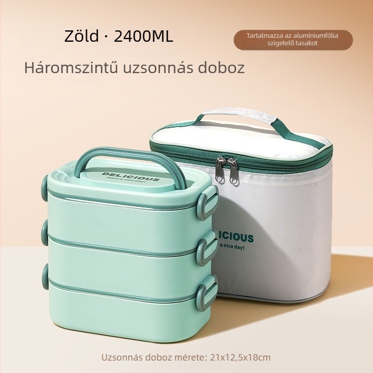 Többszintes szigetelt ebédes doboz irodai dolgozók számára, mikrózható, nagy kapacitású, rizsrekesz