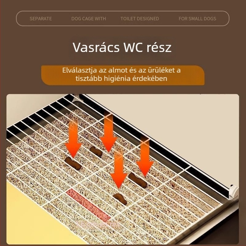 Luxus villa-stílusú kutyakennel kicsi fajták számára, tágas belső térrel, beépített vécével és külön kutyaházzal
