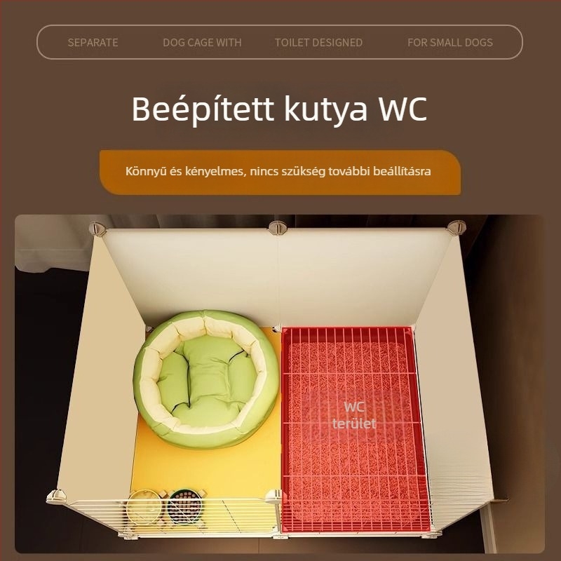 Luxus villa-stílusú kutyakennel kicsi fajták számára, tágas belső térrel, beépített vécével és külön kutyaházzal