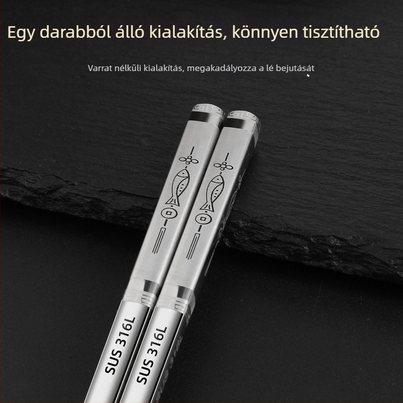 316 rozsdamentes acél négyszögletes üreges, csúszásmentes evőpálcikák háztartási és szállodai használatra