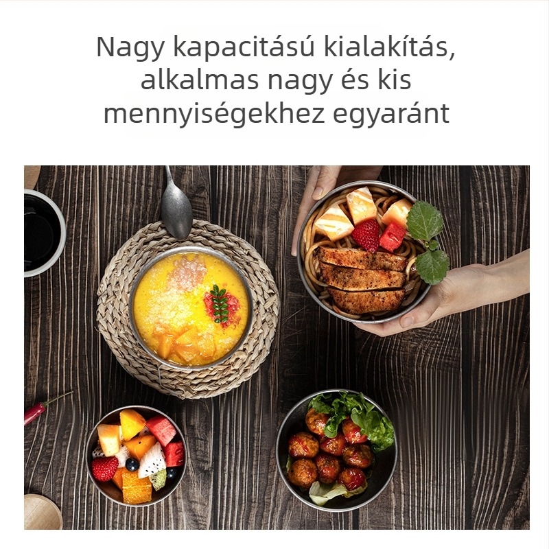 Ipari stílusú retro étkészlet: kültéri dupla rétegű rozsdamentes acél nagy tál tésztaételekhez, hópehely-szürke színben, koreai stílus.