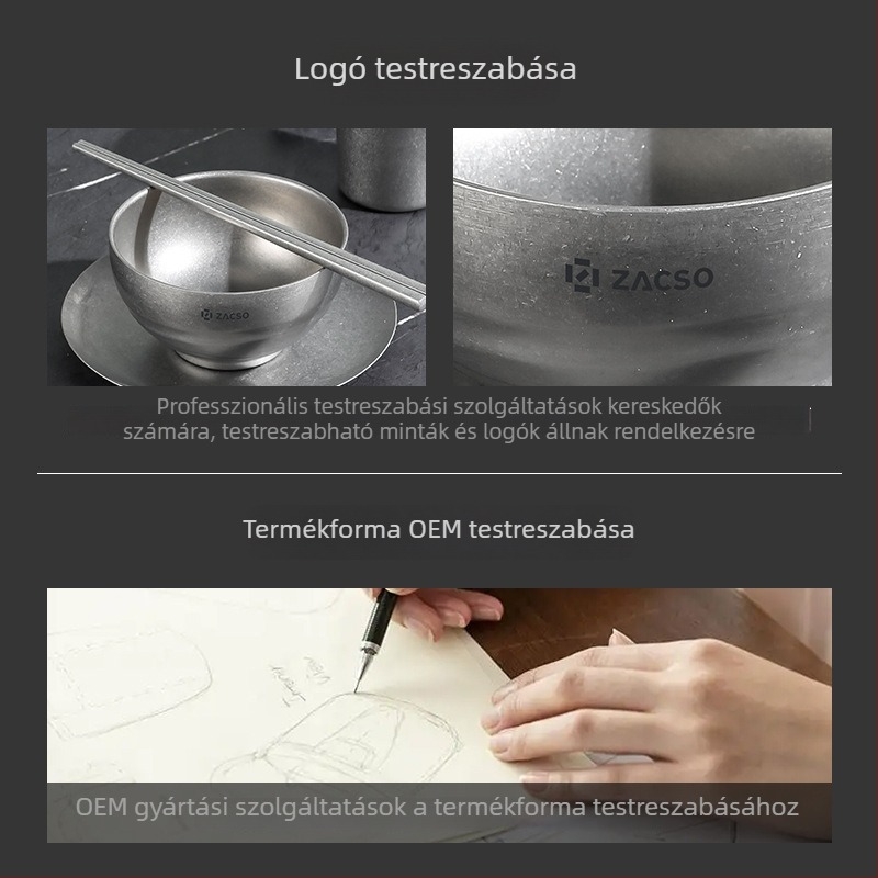 Ipari stílusú retro étkészlet: kültéri dupla rétegű rozsdamentes acél nagy tál tésztaételekhez, hópehely-szürke színben, koreai stílus.