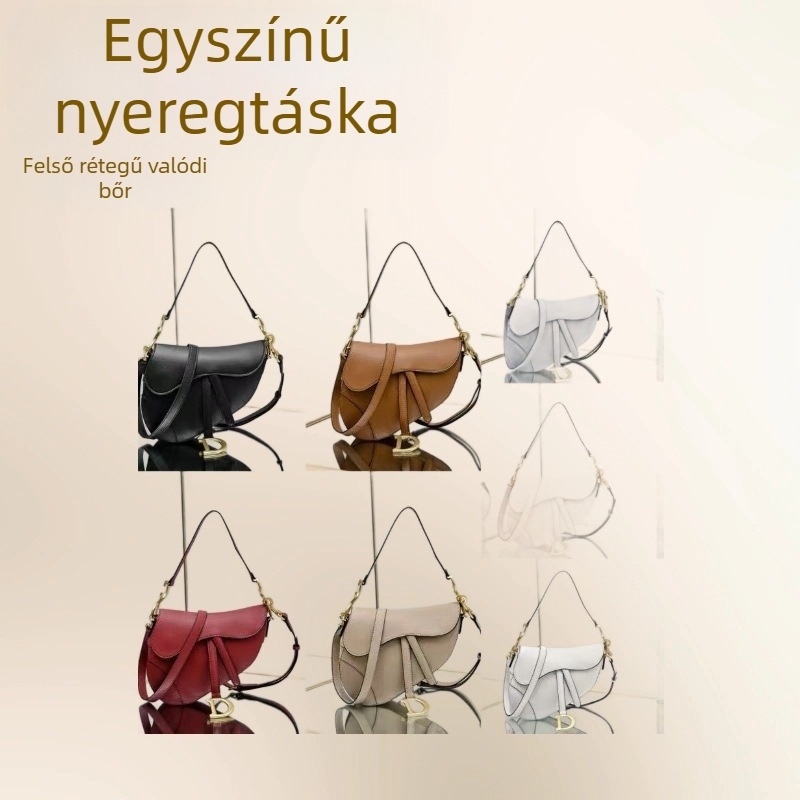 Palmás mintázatú valódi bőrből készült nyereg alakú táska, széles vállpánttal, közepes méretű női crossbody