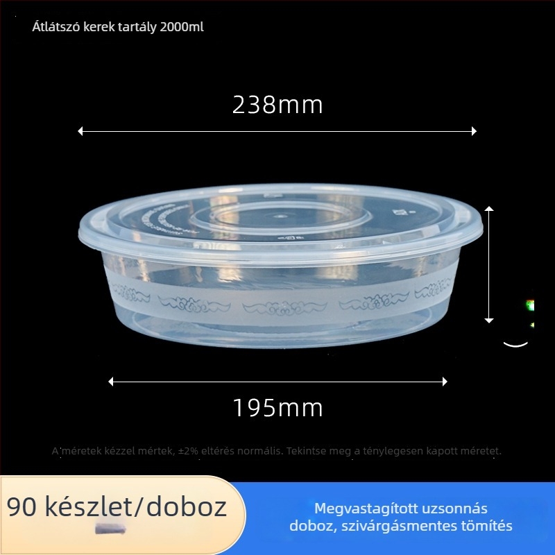 Egyszer használatos, nagy kör alakú ételhordó doboz, vastagított PP, környezetbarát, ételcsomagolás – alkalmas kiszállításra: hot pot, homár, sült csirke és párolt hal