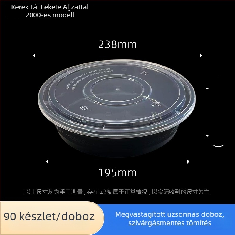 Egyszer használatos, nagy kör alakú ételhordó doboz, vastagított PP, környezetbarát, ételcsomagolás – alkalmas kiszállításra: hot pot, homár, sült csirke és párolt hal