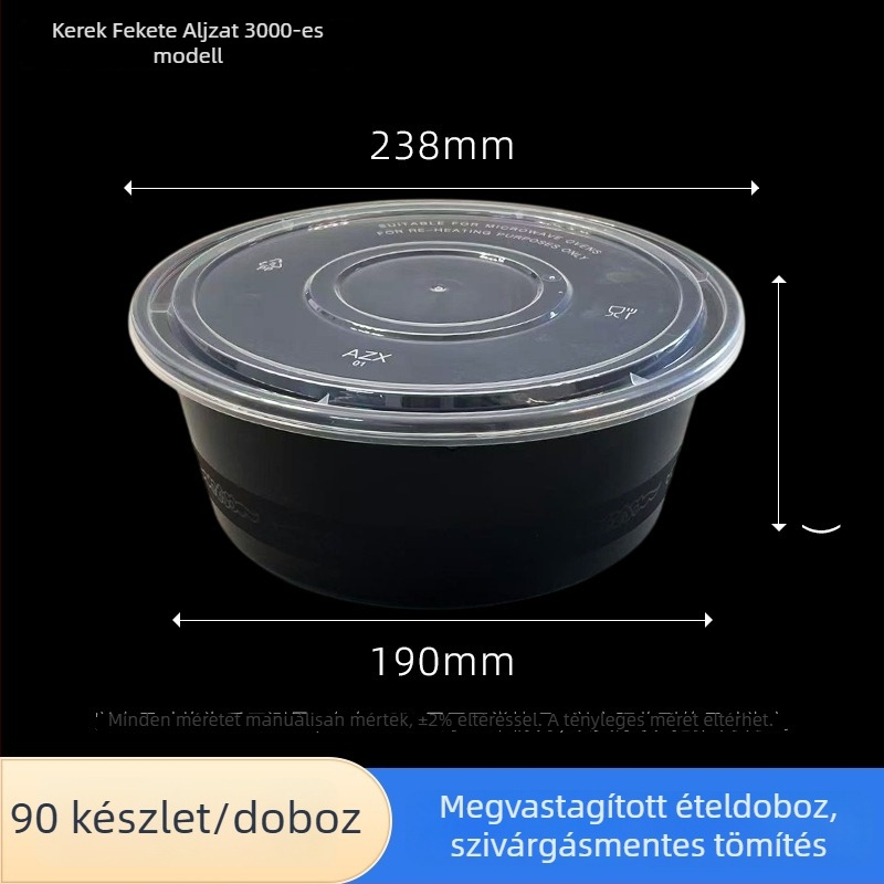 Egyszer használatos, nagy kör alakú ételhordó doboz, vastagított PP, környezetbarát, ételcsomagolás – alkalmas kiszállításra: hot pot, homár, sült csirke és párolt hal