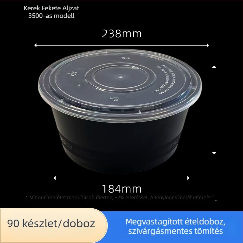 Egyszer használatos, nagy kör alakú ételhordó doboz, vastagított PP, környezetbarát, ételcsomagolás – alkalmas kiszállításra: hot pot, homár, sült csirke és párolt hal