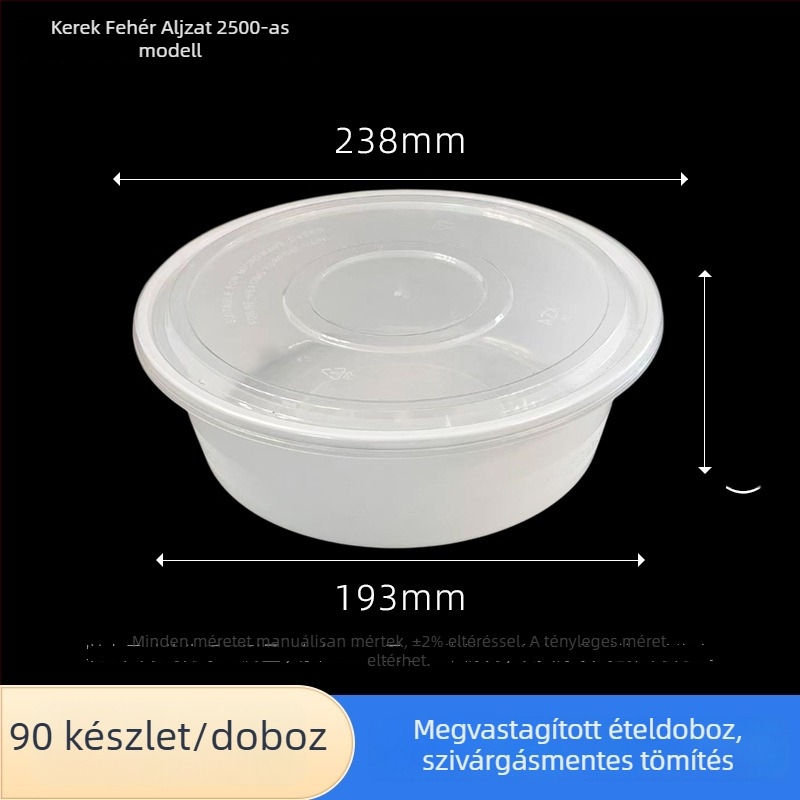 Egyszer használatos, nagy kör alakú ételhordó doboz, vastagított PP, környezetbarát, ételcsomagolás – alkalmas kiszállításra: hot pot, homár, sült csirke és párolt hal