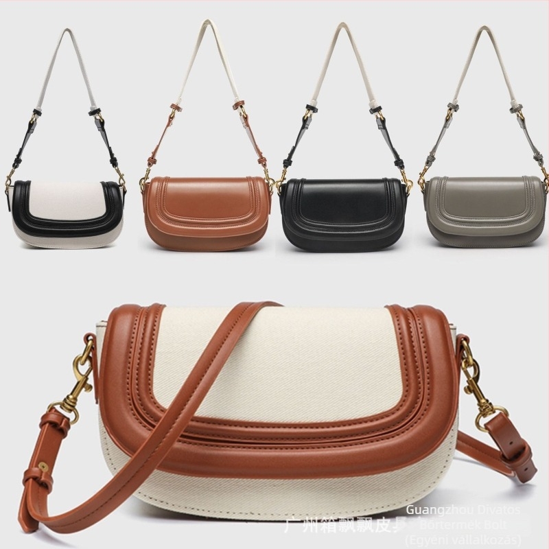 Nyereg alakú táska széles vállpánttal, kis méretű, mindennapi crossbody, stílusos és sokoldalú prémium érzet