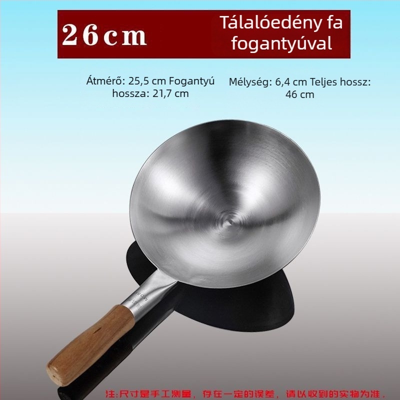 Rozsdamentes acél merőkanál fa fogantyúval – nagy fazekakhoz és levesekhez