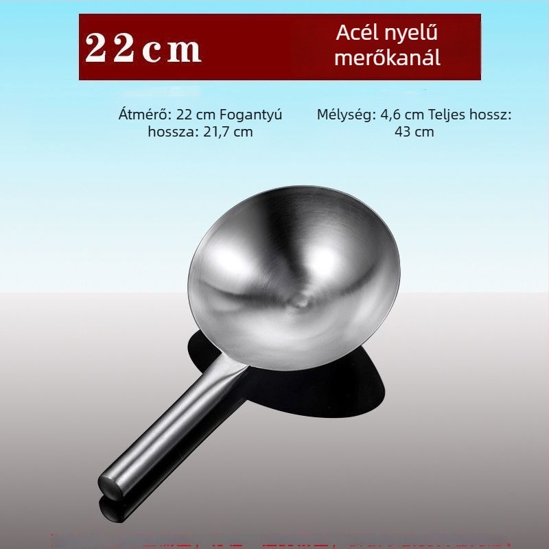 Rozsdamentes acél merőkanál fa fogantyúval – nagy fazekakhoz és levesekhez