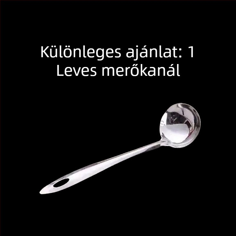 Rozsdamentes acél merőkanál fa fogantyúval – nagy fazekakhoz és levesekhez