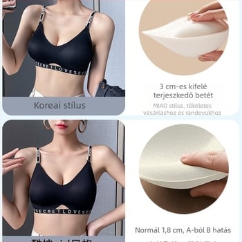 U-formájú melltartó hátul, kiterjesztett hátsó rész, push‑up kis mellemhez, betűs pántok, vékony fazon