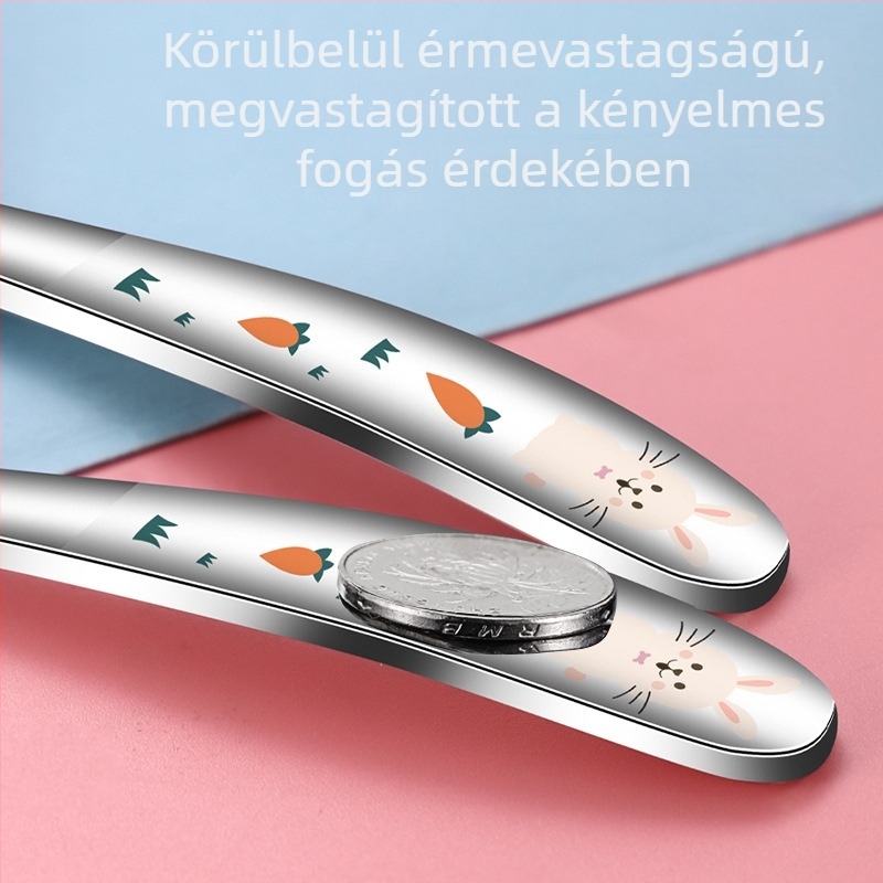 316 rozsdamentes acél gyerek kanál, karikatúra mintával, aranyos etetőkanál babáknak, otthoni használatra