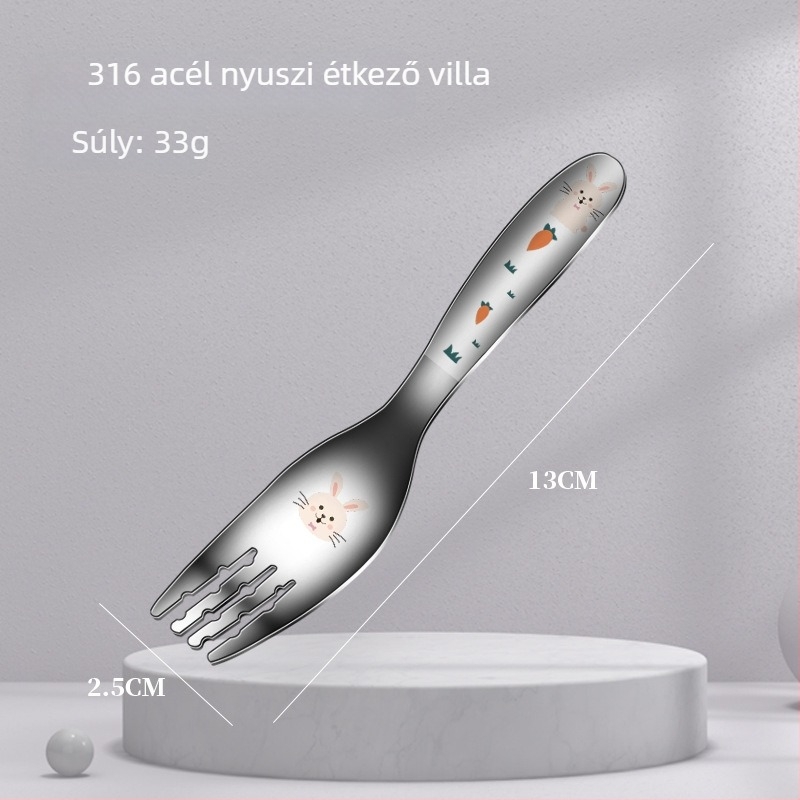 316 rozsdamentes acél gyerek kanál, karikatúra mintával, aranyos etetőkanál babáknak, otthoni használatra