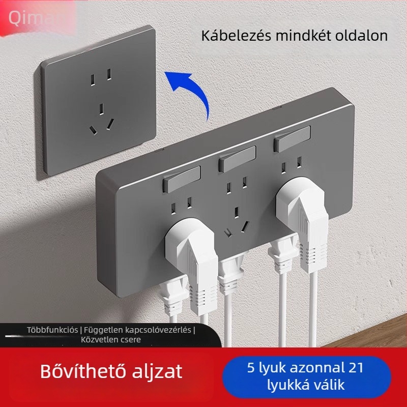 86-os típusú falra szerelhető multifunkcionális bővítőkonnektor konverterrel és több aljzattal
