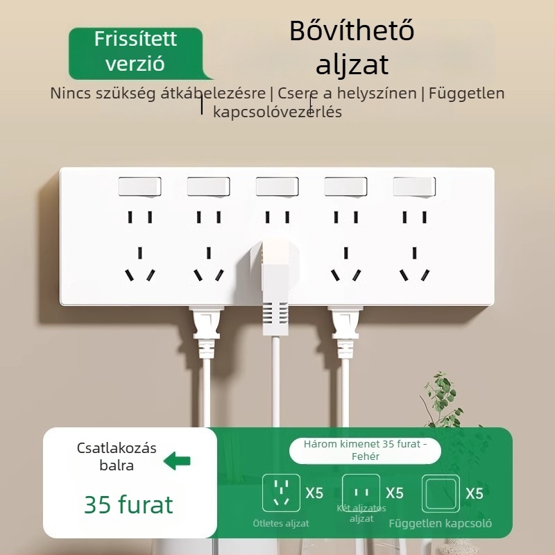 86-os típusú falra szerelhető multifunkcionális bővítőkonnektor konverterrel és több aljzattal