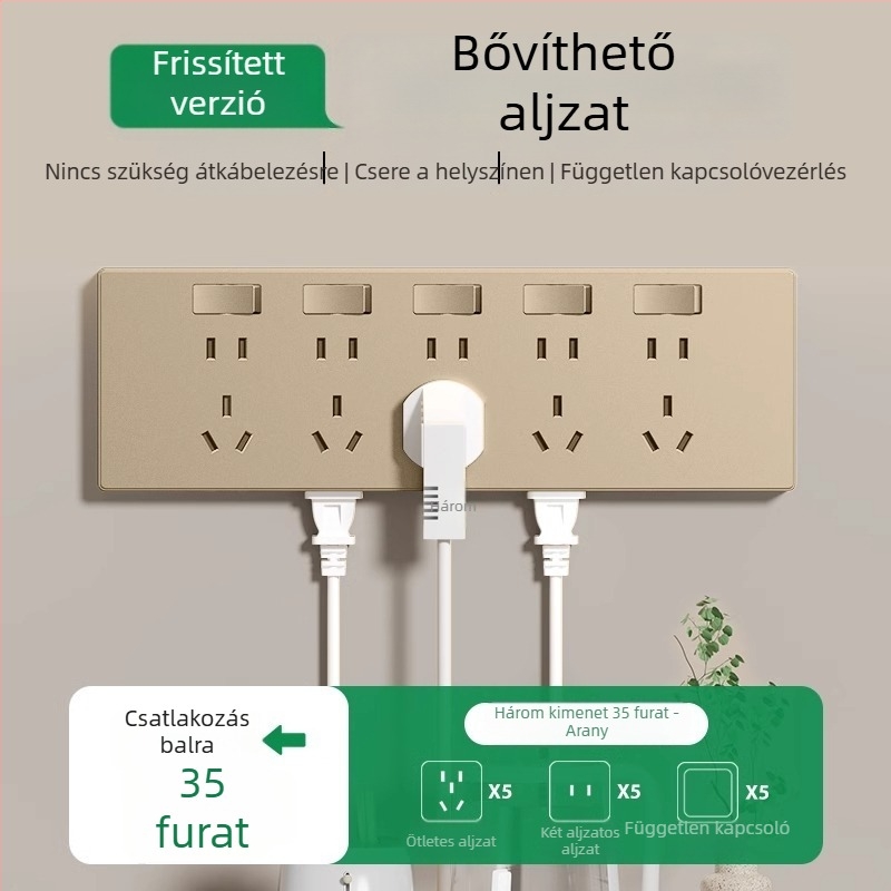 86-os típusú falra szerelhető multifunkcionális bővítőkonnektor konverterrel és több aljzattal