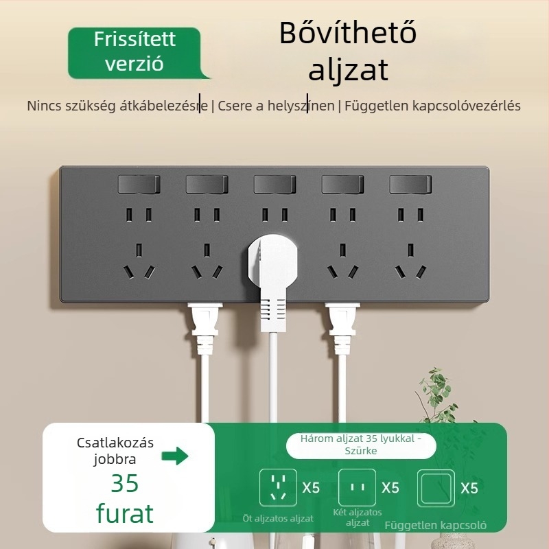 86-os típusú falra szerelhető multifunkcionális bővítőkonnektor konverterrel és több aljzattal
