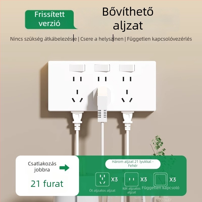 86-os típusú falra szerelhető multifunkcionális bővítőkonnektor konverterrel és több aljzattal